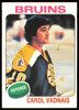 Carol Vadnais Autographed 1975-76 Topps Card #27 Boston Bruins SKU #255355