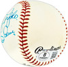 Clem Labine & Andy Pafko Autographed Official NL Baseball Brooklyn Dodgers Beckett BAS QR #BU86804