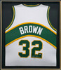 Seattle Supersonics Downtown Fred Brown Autographed Framed White Jersey MCS Holo Stock #256420