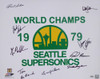 1978-79 NBA Champion Seattle Supersonics Autographed Framed 16x20 Photo Seattle Super Sonics With 9 Signatures Including Fred Brown & Lenny Wilkens MCS Holo Stock #256667