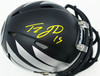 Tez Johnson Autographed Oregon Ducks Matte Black Speed Mini Helmet JSA Witness Stock #256797