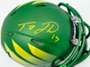 Tez Johnson Autographed Oregon Ducks Green Speed Mini Helmet JSA Witness Stock #256799