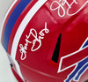 Jim Kelly, Thurman Thomas & Andre Reed Autographed Buffalo Bills Red Full Size Replica Speed Helmet Beckett BAS Witness Stock #256871