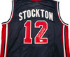 Team USA John Stockton Autographed Blue Jersey Beckett BAS Witness Stock #256901