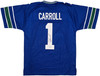 Seattle Seahawks Pete Carroll Autographed Blue Jersey Beckett BAS QR Stock #256902