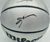 Allen Iverson Autographed Platinum Edition Composite Leather Basketball Philadelphia 76ers (Signed Twice) Beckett BAS Witness #3W343064