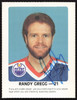 Randy Gregg Autographed 1984-85 Post Red Rooster Card Edmonton Oilers SKU #258379