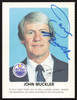 John Muckler Autographed 1984-85 Post Red Rooster Card Edmonton Oilers SKU #258393