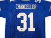 Seattle Seahawks Kam Chancellor Autographed Blue Throwback Jersey Beckett BAS Witness Stock #259852