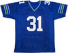 Seattle Seahawks Kam Chancellor Autographed Blue Throwback Jersey Beckett BAS Witness Stock #259852