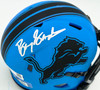 Barry Sanders Autographed Detroit Lions Rave Blue Speed Mini Helmet Beckett BAS QR Stock #260183