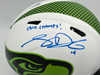 Sam Darnold Autographed Seattle Seahawks Lunar Eclipse White Full Size Speed Authentic Helmet "SB LX Champs" Beckett BAS Witness Stock #261510