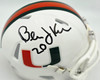 Bernie Kosar Autographed Miami Hurricanes White Traditional Speed Mini Helmet JSA Witness Stock #261884