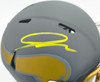 Jordan Addison Autographed Minnesota Vikings Slate Silver Speed Mini Helmet (In Yellow) Beckett BAS QR Stock #261897