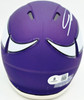 Jordan Addison Autographed Minnesota Vikings Purple Speed Mini Helmet (In White) Beckett BAS QR Stock #261901