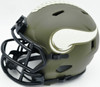 Jordan Addison Autographed Minnesota Vikings Army Green Salute To Service Speed Mini Helmet (In Silver) Beckett BAS QR Stock #261907