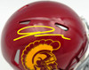 Jordan Addison Autographed USC Trojans Red Speed Mini Helmet (In Yellow) Beckett BAS QR Stock #261910