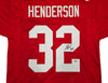 Ohio State Buckeyes TreVeyon Henderson Autographed Red Jersey Beckett BAS Witness Stock #261836