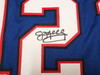 Buffalo Bills Jim Kelly, Thurman Thomas & Andre Reed Autographed Blue Jersey Beckett BAS Witness Stock #261518