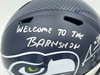 AJ Barner Autographed Seattle Seahawks Blue Full Size Speed Replica Helmet "Welcome To The Barnshow" Beckett BAS Witness Stock #262478