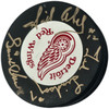Gordie Howe, Sid Abel, & Ted Lindsay Autographed Official Detroit Red Wings Logo Hockey Puck Production Line Beckett BAS #AE85135