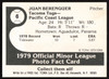 Juan Berenguer Autographed 1979 TCMA Rookie Card #6 Tacoma Tugs SKU #264184
