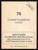 Champ Summers Autographed 1981 Topps Stickers Card #76 Detroit Tigers SKU #264228