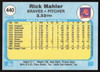 Rick Mahler Autographed 1982 Fleer Card #440 Atlanta Braves SKU #264765
