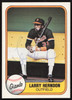Larry Herndon Autographed 1981 Fleer Card #451 San Francisco Giants SKU #265101
