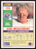 Karl Mecklenburg Autographed 1990 Score Card #115 Denver Broncos SKU #265308