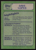 Dave Davey Lopes Autographed 1982 Topps Card #741 Los Angeles Dodgers SKU #264839
