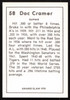 Roger Doc Cramer Autographed 1978 Grand Slam Card #58 Detroit Tigers SKU #264501