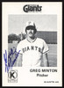 Greg Minton Autographed 1975 Circle K Rookie Card #31 Phoenix Giants SKU #264192