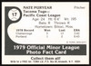 Nate Puryear Autographed 1979 TCMA Rookie Card #17 Tacoma Tugs SKU #264187