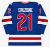 1980 Team USA Mike Eruzione Autographed Blue Jersey JSA Witness Stock #262979