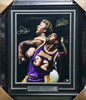 Larry Bird & Magic Johnson Autographed Framed 16x20 Photo (Creased) Beckett BAS Witness #3W385628