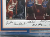 1973 New York Knicks Autographed Framed 24x30 Lithograph Photo With 7 Signatures Including Jerry Lucas Beckett BAS #A10096