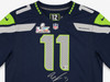 Seattle Seahawks Jaxon Smith-Njigba Autographed Blue Nike Super Bowl LX Patch Jersey Size L Beckett BAS Witness Stock #265846