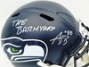 AJ Barner Autographed Seattle Seahawks Blue Full Size Speed Replica Helmet "The Barnyard" Beckett BAS Witness #4W627142