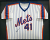 New York Mets Tom Seaver Autographed Framed White Pinstripes Rawlings 1990 Team Issued Jersey Beckett BAS QR #BU84001