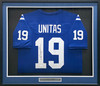 Baltimore Colts Johnny Unitas Autographed Framed Blue Jersey JSA #Z72538