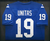 Baltimore Colts Johnny Unitas Autographed Framed Blue Jersey JSA #Z72538
