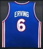 Philadelphia 76ers Julius "Dr. J" Erving Autographed Framed Blue Jersey Beckett BAS Witness Stock #266060