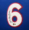 Philadelphia 76ers Julius "Dr. J" Erving Autographed Framed Blue Jersey Beckett BAS Witness Stock #266060