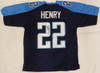 Tennessee Titans Derrick Henry Autographed Blue Custom Jersey Beckett BAS QR #W173087