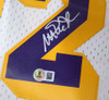 Los Angeles Lakers Magic Johnson Autographed White Mitchell & Ness Jersey (Smudged) Beckett BAS QR #4W062623