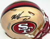 Mike Singletary Autographed San Francisco 49ers Gold Speed Mini Helmet (Smudged) Beckett BAS Witness #4W454638