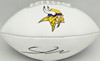 Jordan Addison Autographed Minnesota Vikings White Logo Football (Smudged) Beckett BAS QR #BW00985