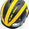 Mike Sainristil Autographed Michigan Wolverines Black Speed Mini Helmet "23 Nat'l Champs" Beckett BAS Witness #4W083686