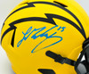 Ladd McConkey Autographed Los Angeles Chargers Rave Gold Full Size Speed Replica Helmet Beckett BAS Witness #2W712015